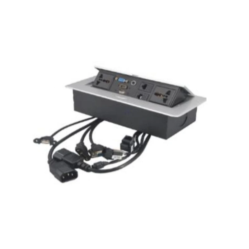 Toma multimedia 2univ.1vga.1hdmi.1usb.audio.2red 265*118*68mm (plata / negro) - Código SKU 600.02.208